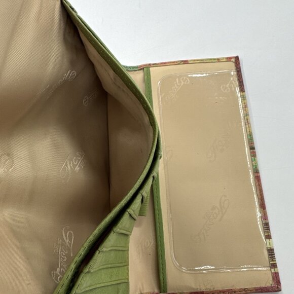 Vintage Fossil Leather Wallet Patchwork Studded Trifold Zip Snap Checkbook Cards - Picture 9 of 14